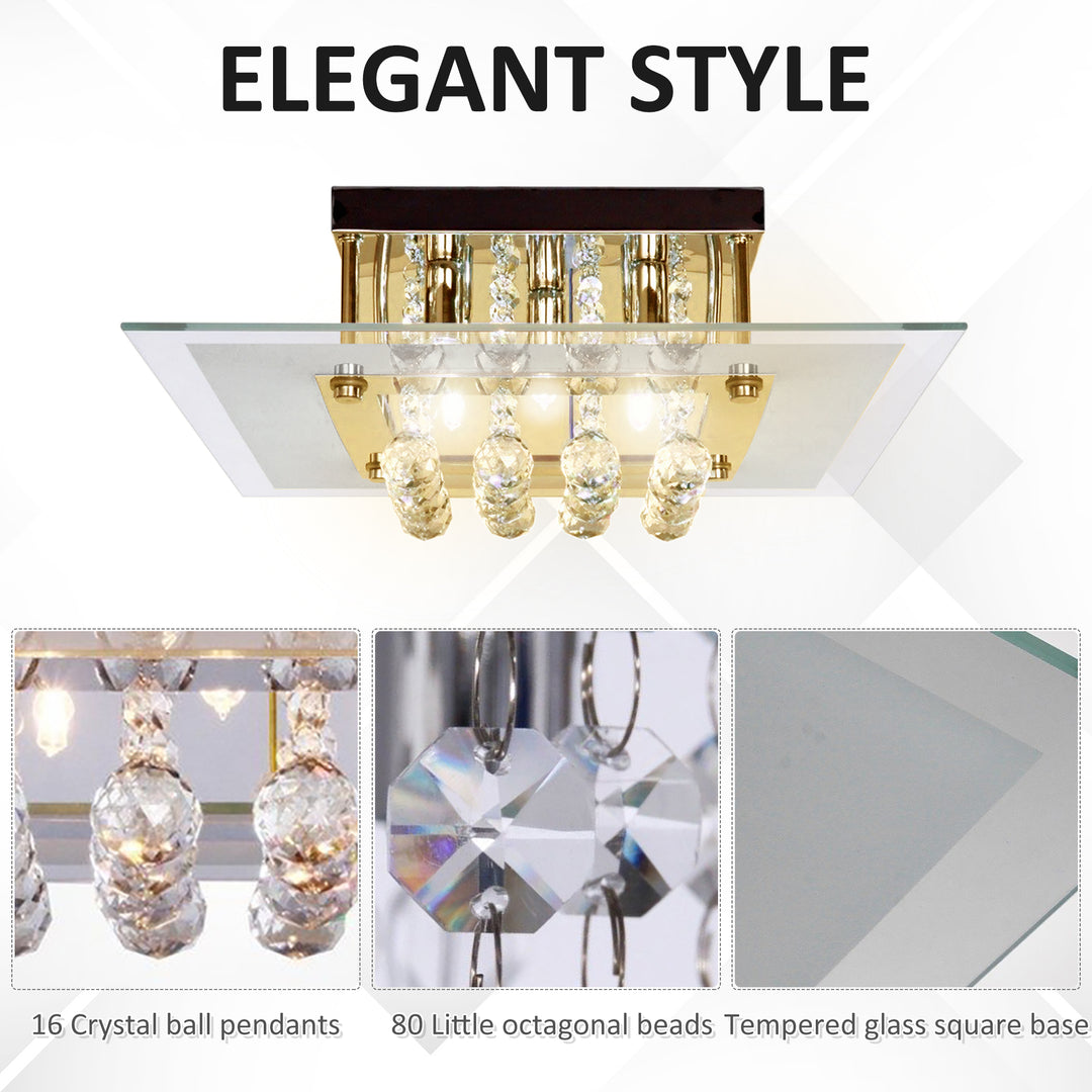 Crystal Chandelier Ceiling Mount Pendant Light Lamp Modern Illumination Fabric, 40L x 40W x 16 Hcm