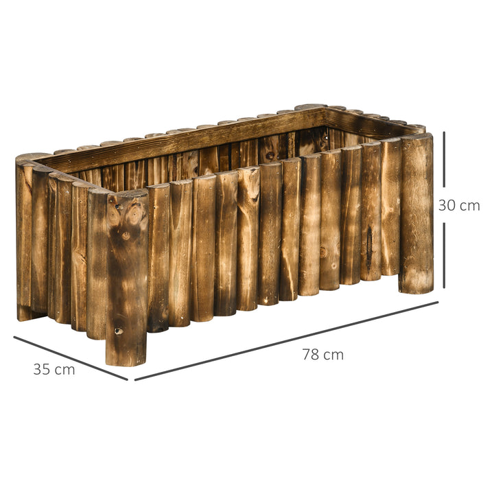 Outsunny Raised Flower Bed Wooden Rectangualr Planter Container Box Herb Pot 78L x 35W x 30H (cm)