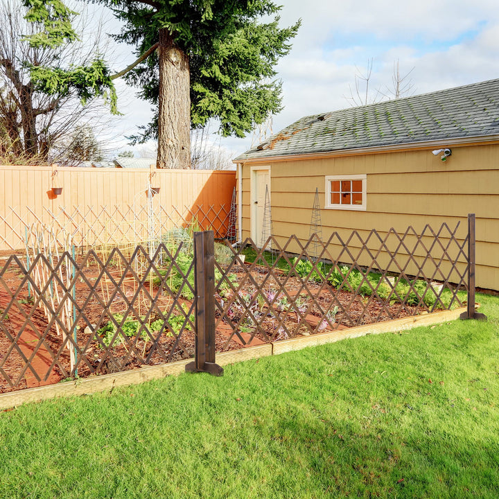 Freestanding Garden Fencing, Expanding Fence Trellis, Movable Scissor Grid, Foldable Garden Screen Panel, 225L x