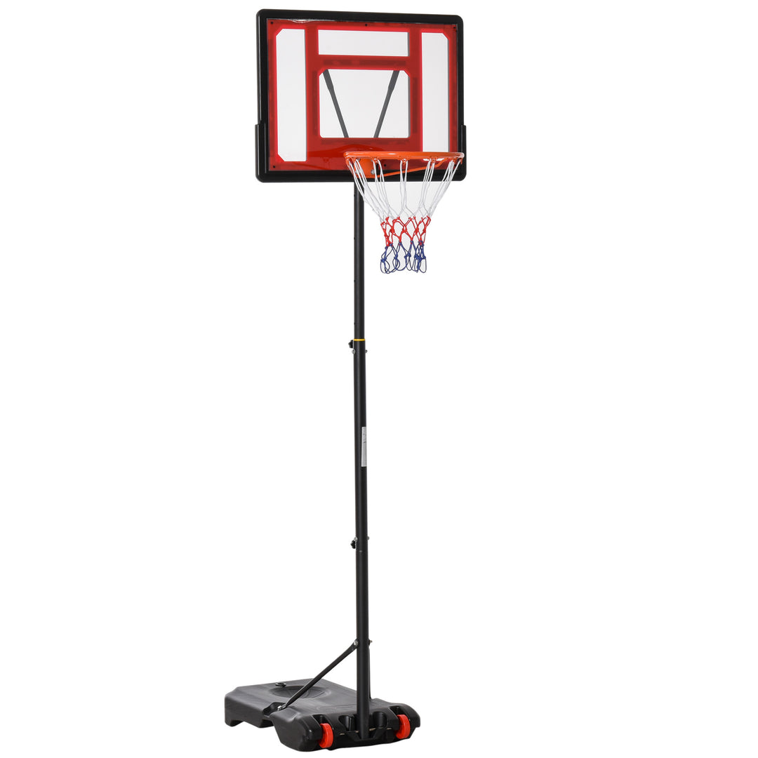 Portable Basketball Hoop Stand 160-210cm Adjustable Height Sturdy Rim Hoop w/ Large Wheels Stable Base & Net Free Standing