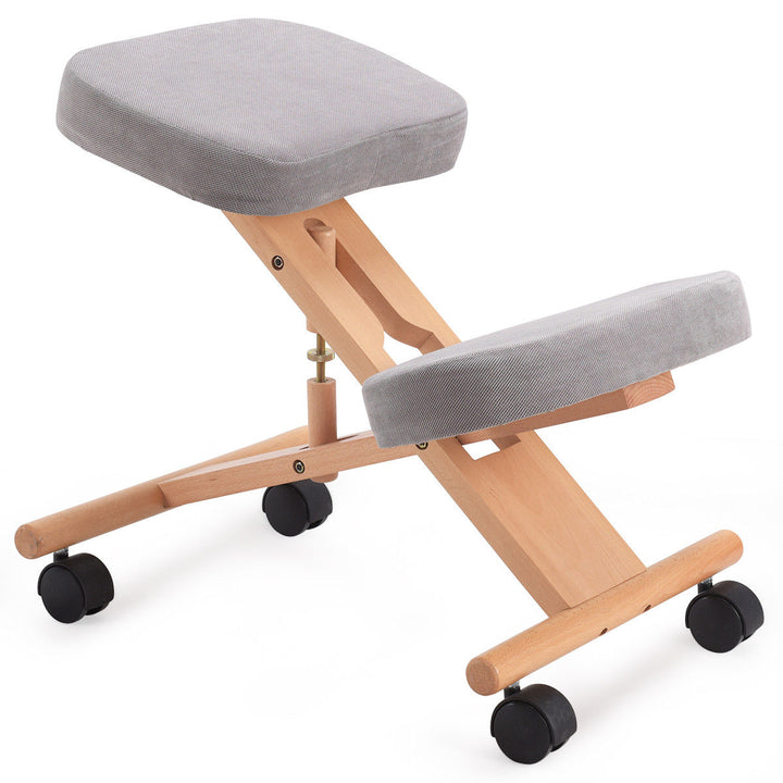 Wooden Orthopaedic Kneeling Stool Ergonomic Posture Frame Seat-Grey