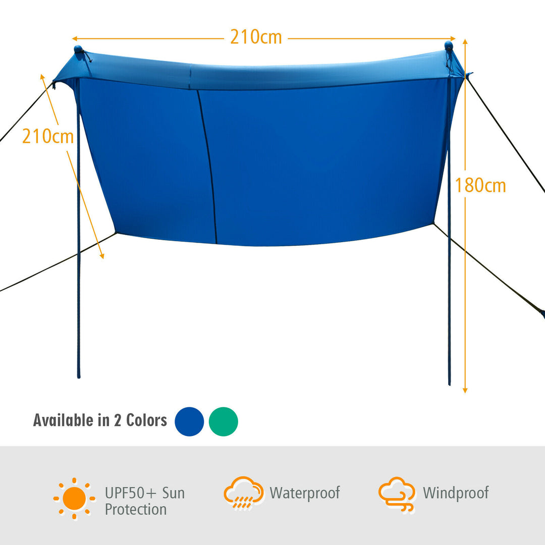 Portable Sunshade Canopy Waterproof Tent UPF 50 + UV 4 Sandbags-Blue