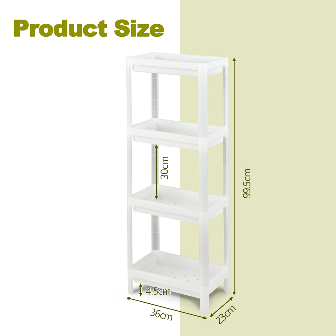 2 Pack 4-Tier Slim Kitchen Storage Cart with Drainage Holes-White