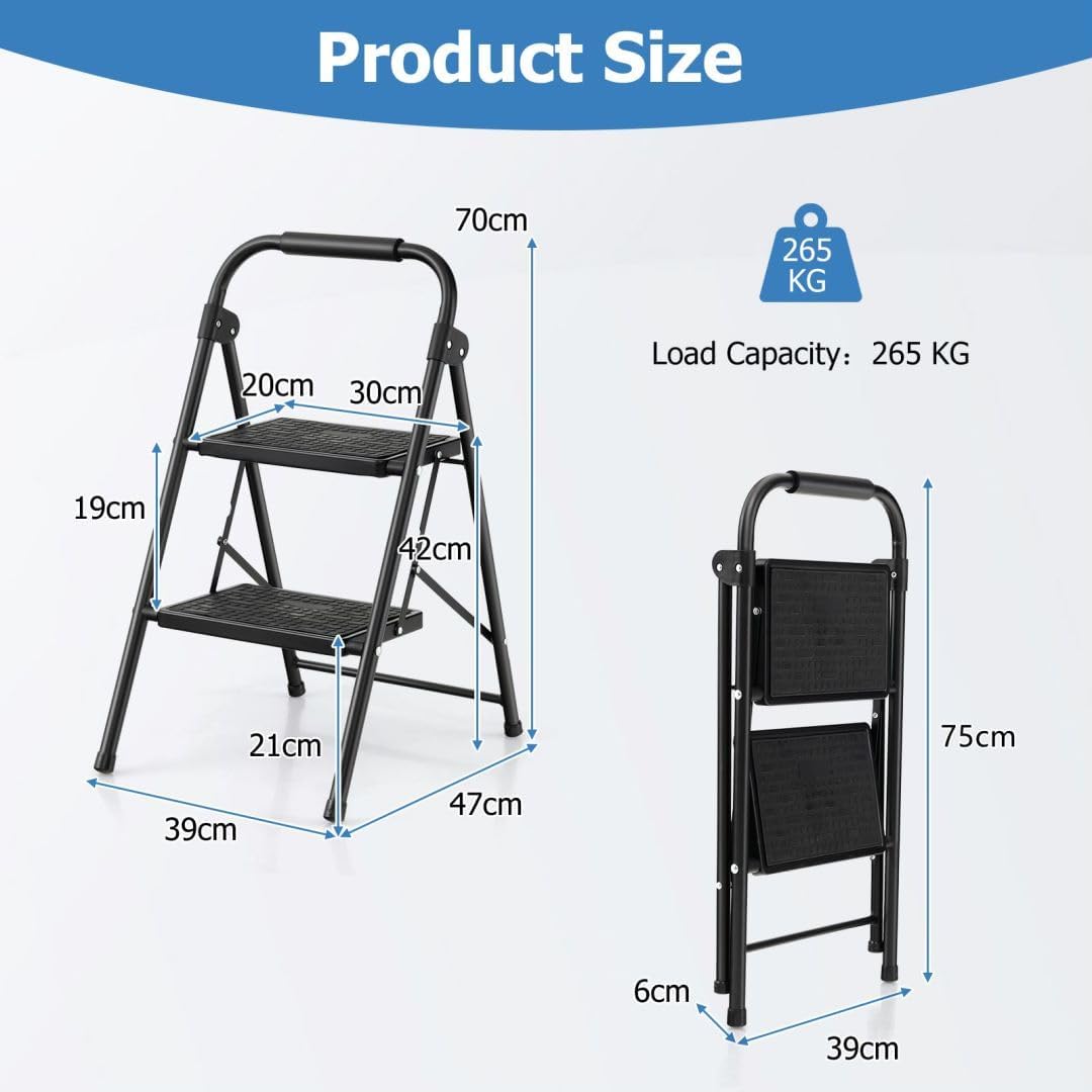 Folding Ladder with Safe Lock and Hand Grip-Black