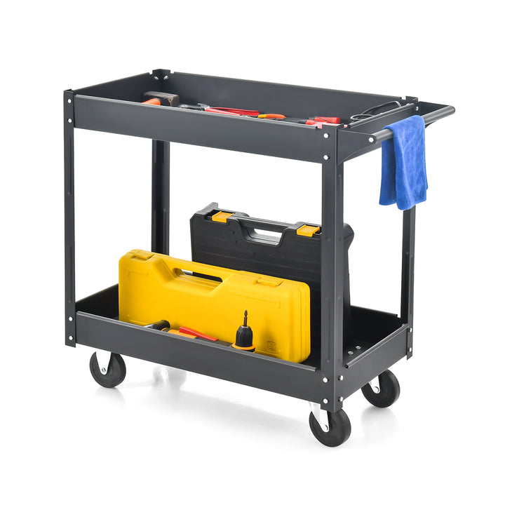 Tool Trolley with Handle and 4 Wheels-Black