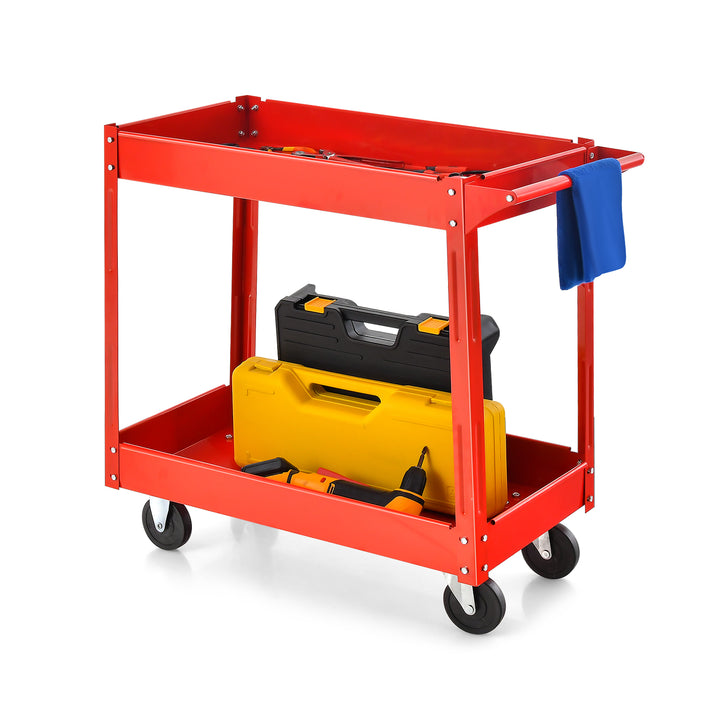 Tool Trolley with Handle and 4 Wheels-Red