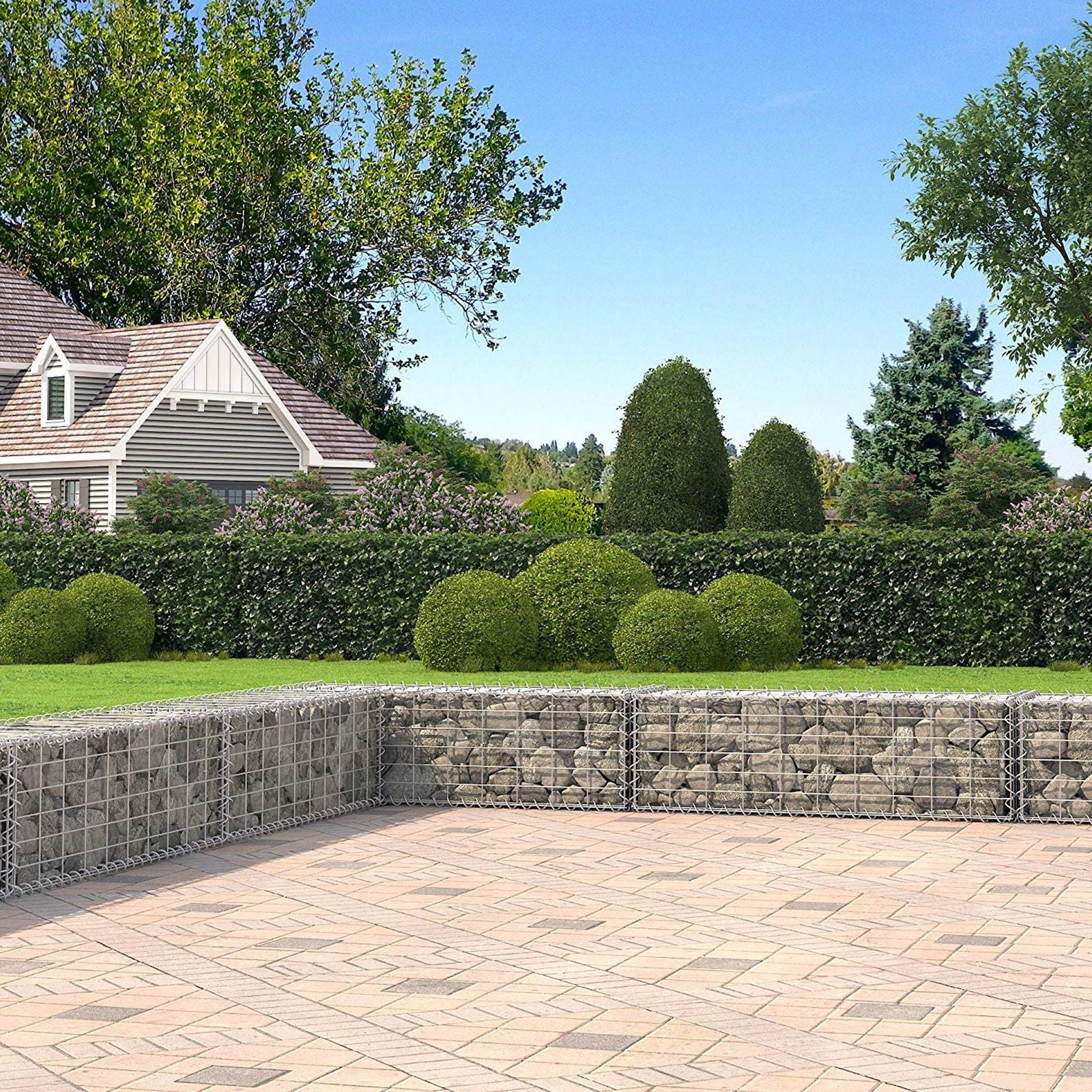 SONGMICS Gabion Stone Wire Dia 4 mm Mesh Size 10 x 5 cm Galvanized 100 x 30 x 30 cm GGB133