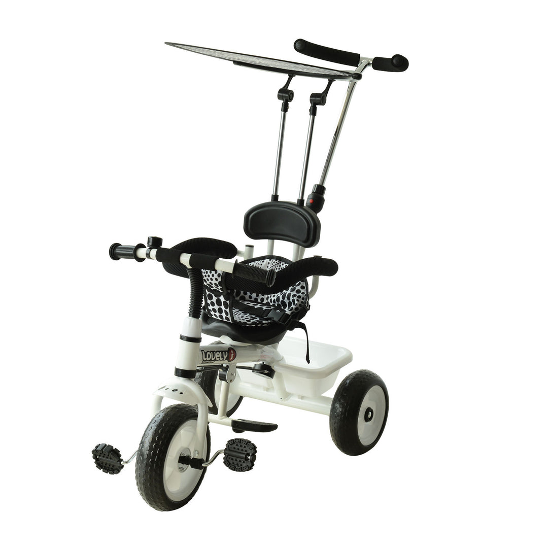 Baby Tricycle W/Handle-White/Black