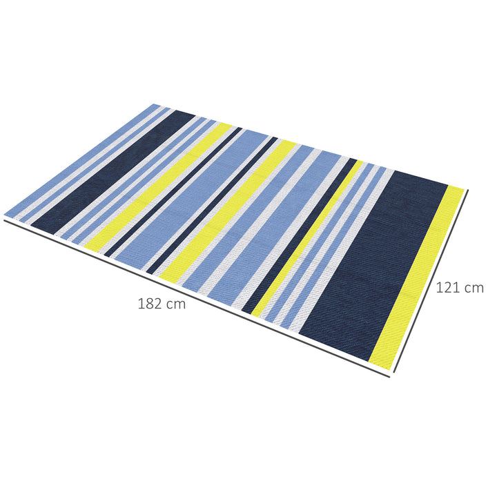 Outsunny Reversible Outdoor Rug, Waterproof Plastic Straw Mat for Backyard, Deck, RV, Picnic, Beach, Camping, 121 x 182 cm