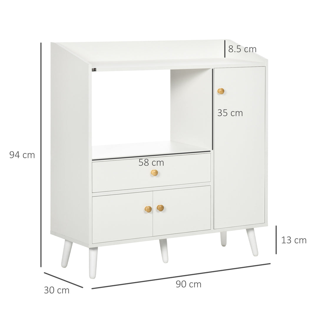 Kitchen Cupboard, Microwave Cabinet, Storage Cabinet with Doors, White