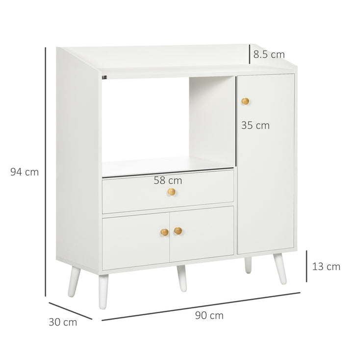 Kitchen Cupboard, Microwave Cabinet, Storage Cabinet with Doors, White