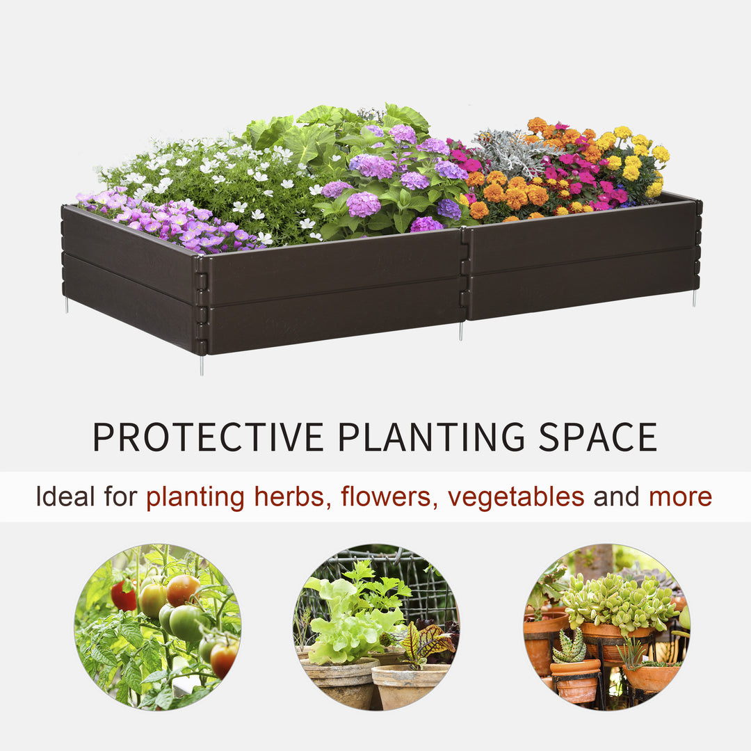 Outsunny Raise Garden Bed Kit, 6 Panels DIY Planter Box Above Ground for Flowers/Herb/Vegetables Outdoor Garden Backyard with Easy Assembly, Brown