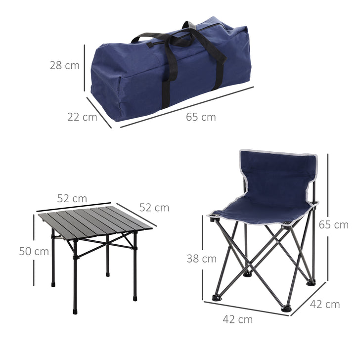 5 Piece Camping Table & Chairs Set with Carrying Bag Foldable Portable Lightweight Compact Aluminium Roll-up Top for picnic