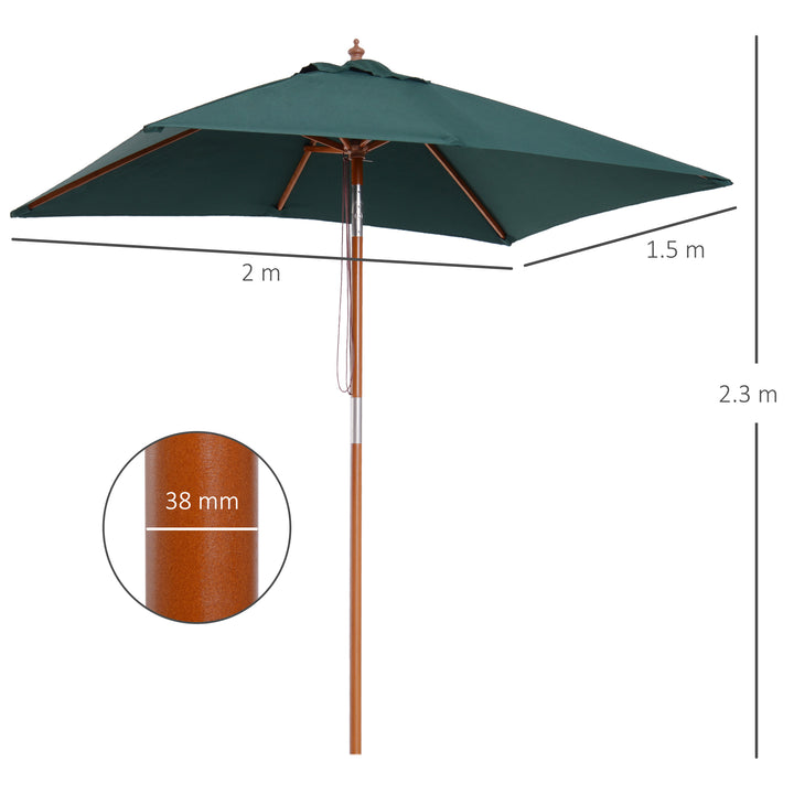 Garden Umbrella Patio Umbrella Market Parasol Outdoor Sunshade 6 Ribs with Wood and Bamboo Frame Brown Green