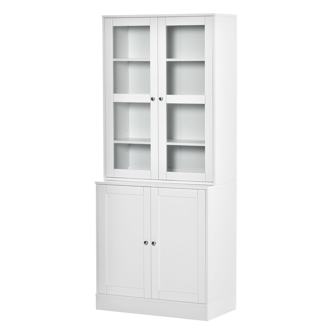 HOMCOM Modern Bookcase with Doors, Display Storage Cabinet with Adjustable Shelves for Living Room, Study, Office, White