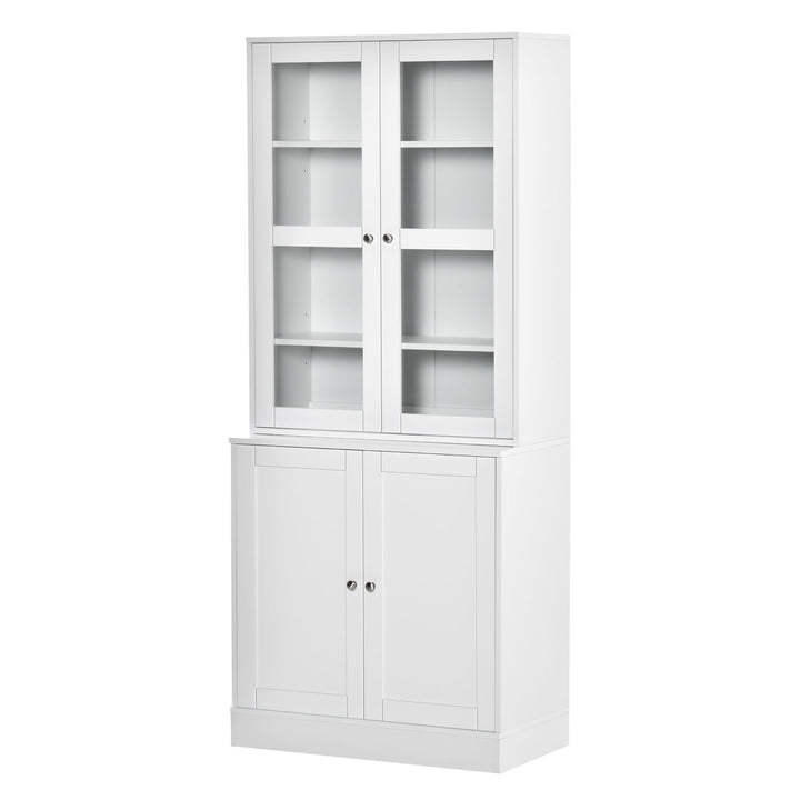 HOMCOM Modern Bookcase with Doors, Display Storage Cabinet with Adjustable Shelves for Living Room, Study, Office, White