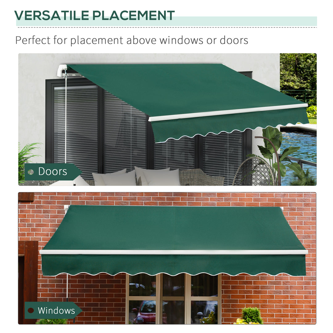 Awnings for Patio Awning Canopy Shelter Garden Sun Shade UV Blocker Light Weight Aluminium Frame w/ Hand Crank 3 x 2m Green