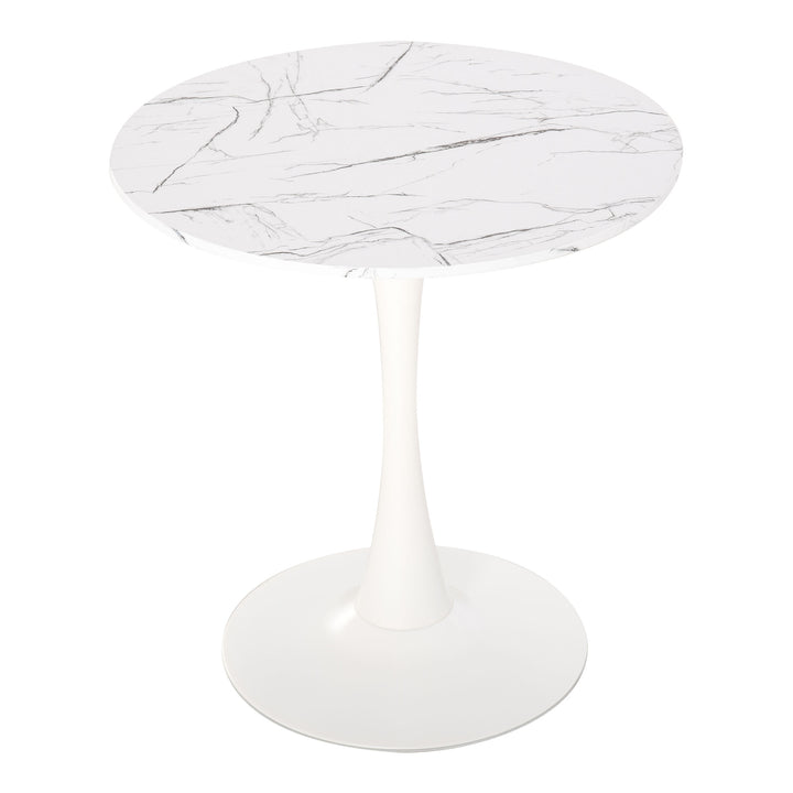 Modern Round Dining Table Leisure Coffee Bistro Table with Metal Base for Kitchen &amp; Dining Room White
