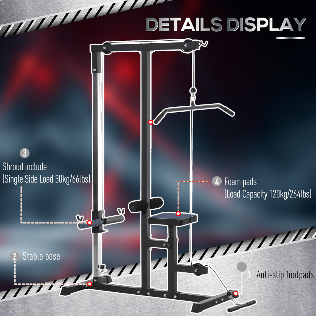 Power Tower Adjustable Pulldown Machine, Dip Station Stand Weighted Ab Crunches Workout Abdominal Exercise For Home Gym Tower Body Building