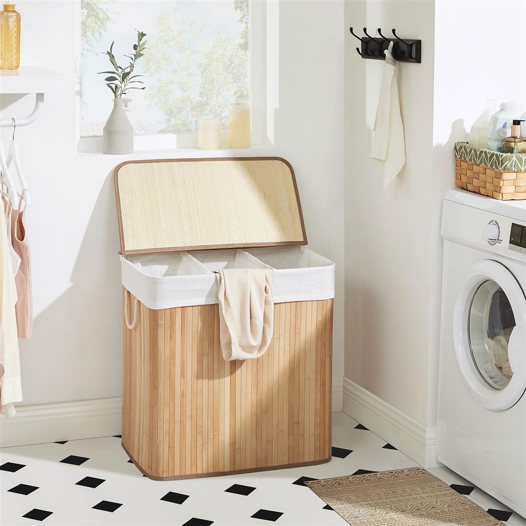 SONGMICS Laundry Hamper Basket with 3 Sections