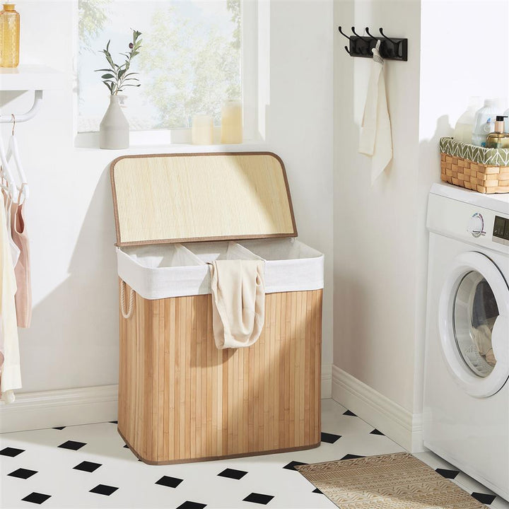 SONGMICS Laundry Hamper Basket with 3 Sections