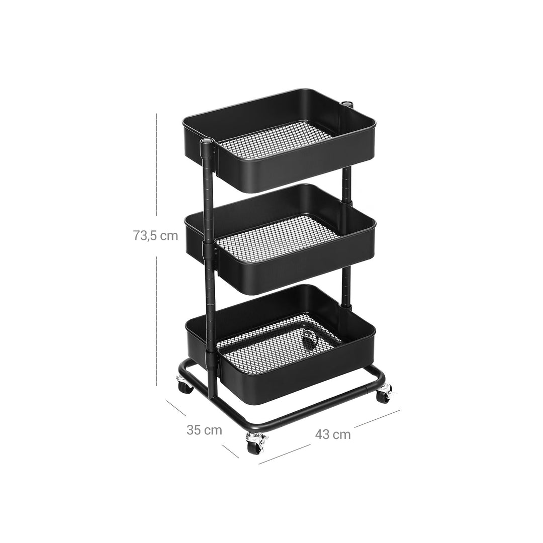 3-Tier Metal Rolling Cart