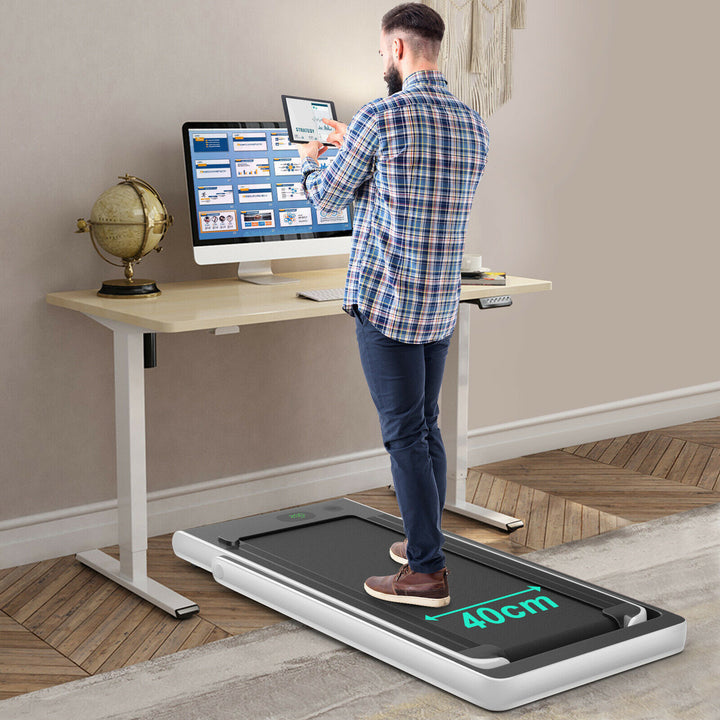 Folding Electric Treadmill with Bluetooth Capability-White