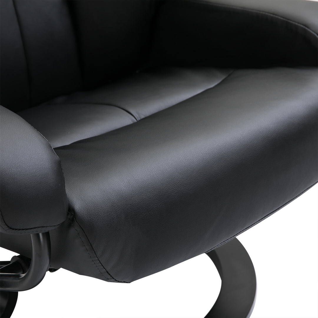 Electric Massage Recliner Chair with Ottoman, Faux Leather Swivel Recliner with Remote Control for Living Room, Black