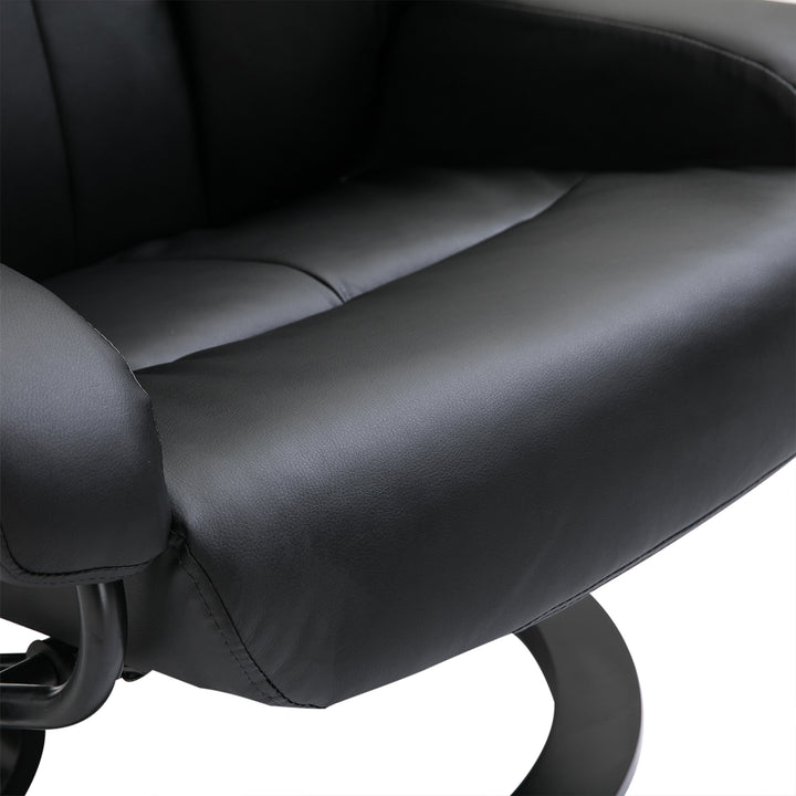 Electric Massage Recliner Chair with Ottoman, Faux Leather Swivel Recliner with Remote Control for Living Room, Black