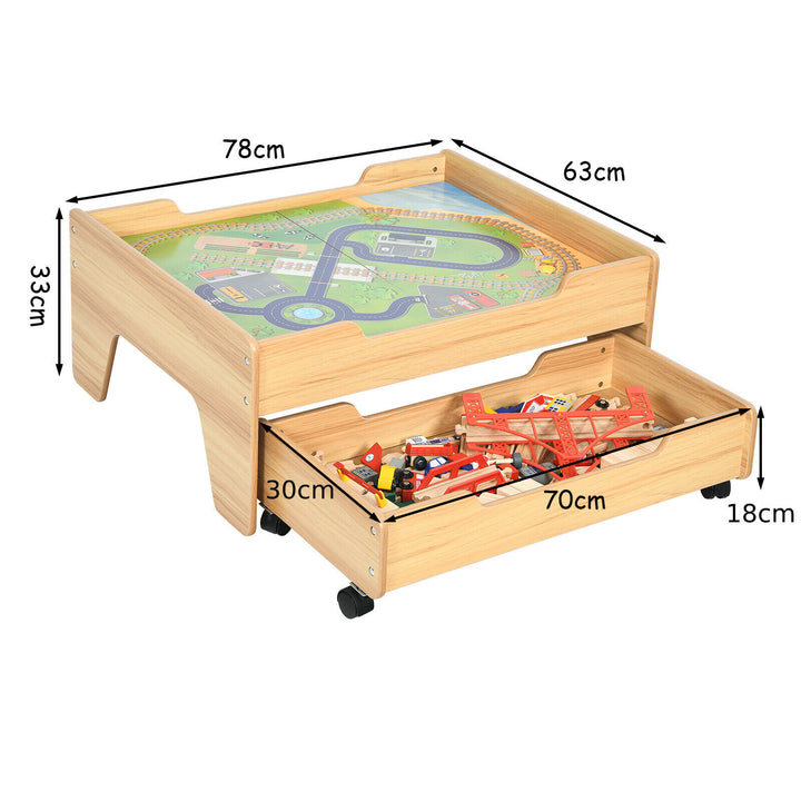 Wooden Train Railway Track Set Table