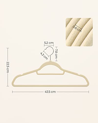 20 Velvet Hangers, Non-Slip and Space-Saving, Beige