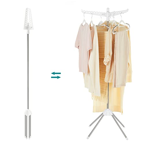 Clothes Drying Rack, Space-Saving and Foldable, Silver