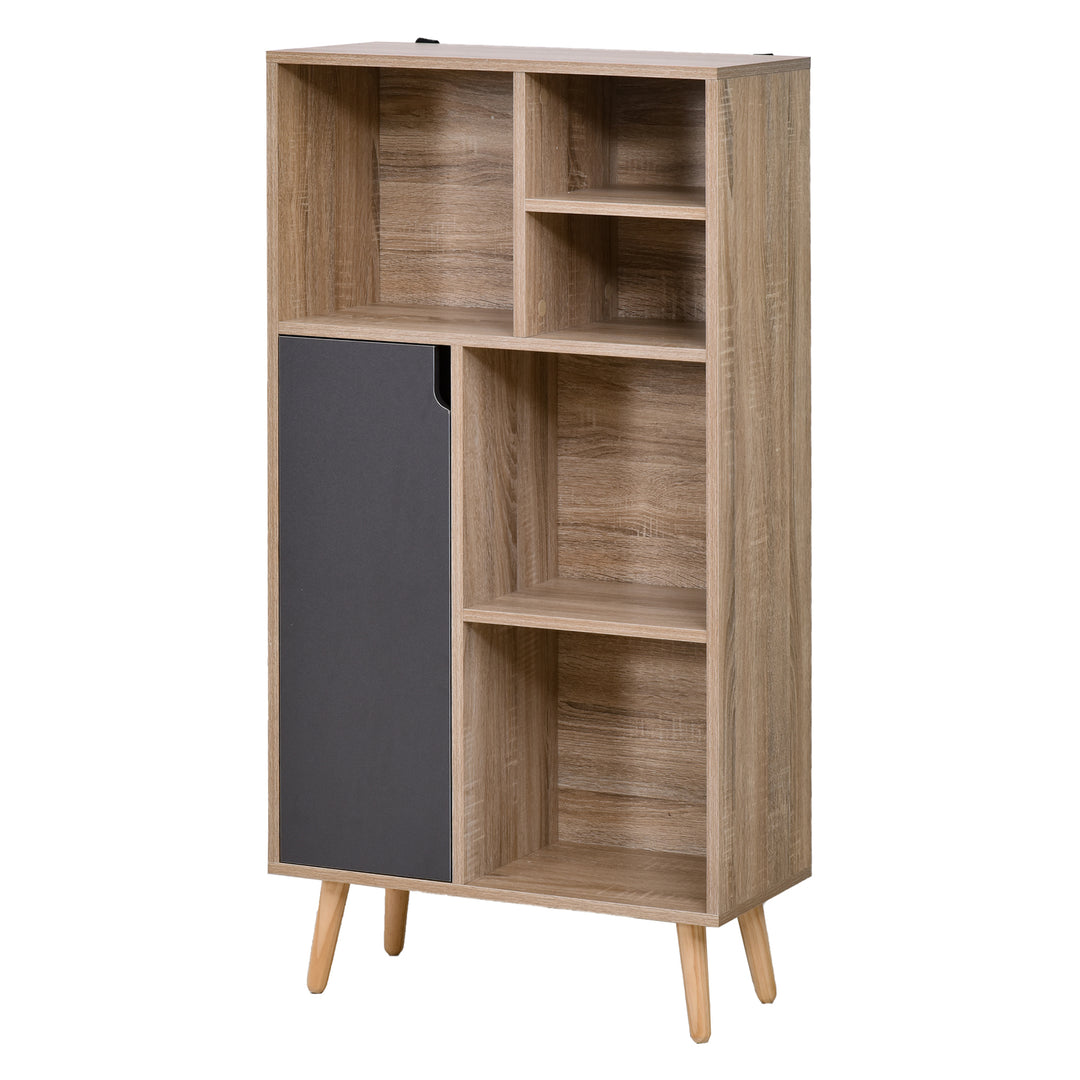 Freestanding Storage Cabinet with Wooden Legs - Grey
