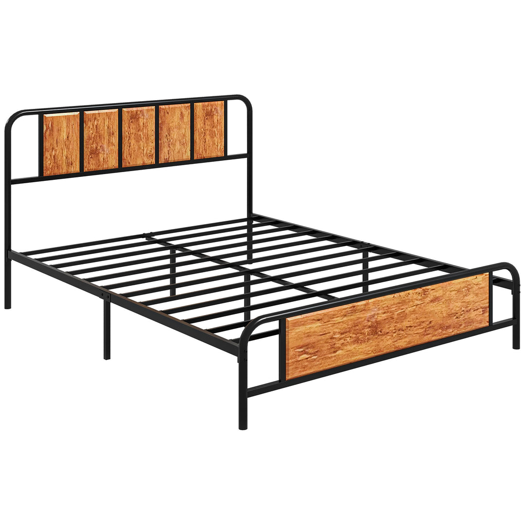 31cm King Size Bed Frame, Industrial Bed Base with Headboard, Footboard, Steel Slat Support and Under Bed Storage, 160 x 207cm