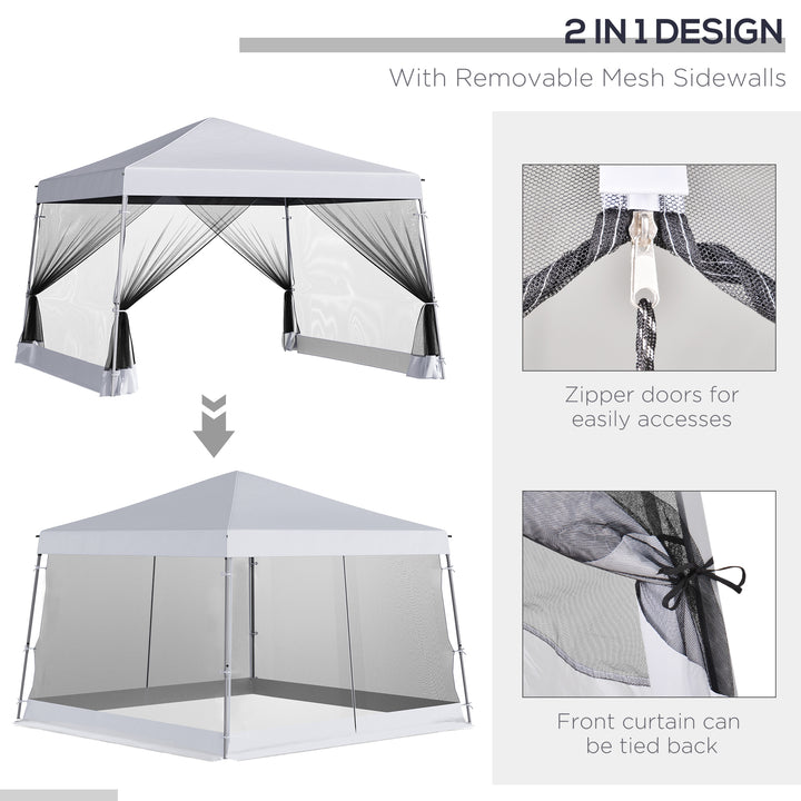 3.6m x 3.6m Pop Up Steel Frame Garden Gazebo White