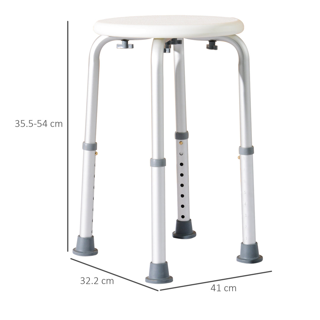 Adjustable Non-Slip Shower and Bath Stool,  32.5Wx41Dx35.5-54H cm-Cream White