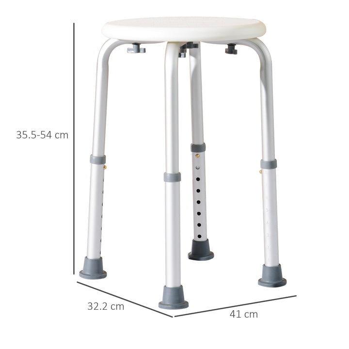 Adjustable Non-Slip Shower and Bath Stool,  32.5Wx41Dx35.5-54H cm-Cream White