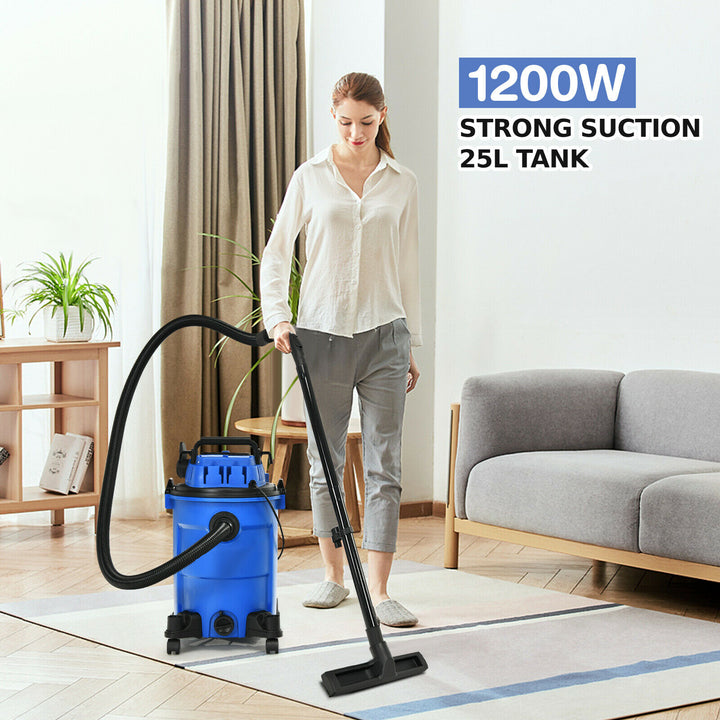 25L Portable Wet / Dry Vacuum Cleaner with Blower Function-Blue