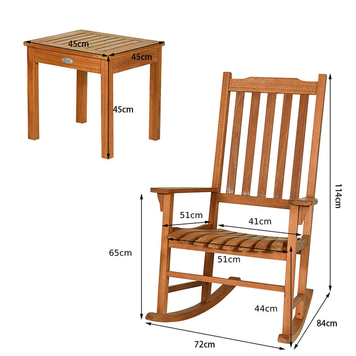 Eucalyptus Rocking Chair Set with Coffee Table