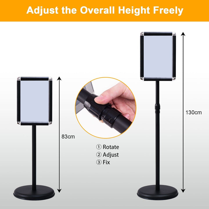 360 Degrees Rotatable A4 Poster Stand with Adjustable Height-Black