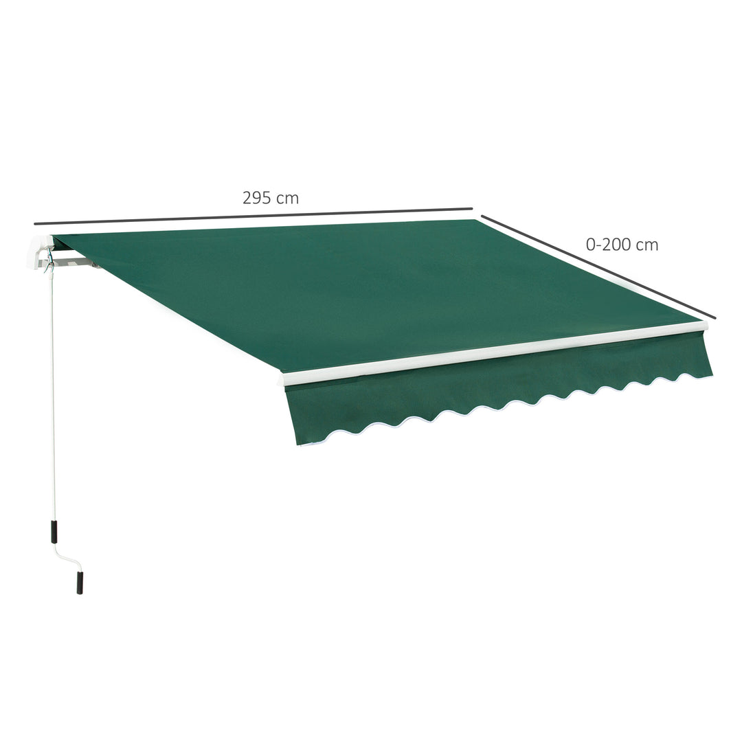 Awnings for Patio Awning Canopy Shelter Garden Sun Shade UV Blocker Light Weight Aluminium Frame w/ Hand Crank 3 x 2m Green