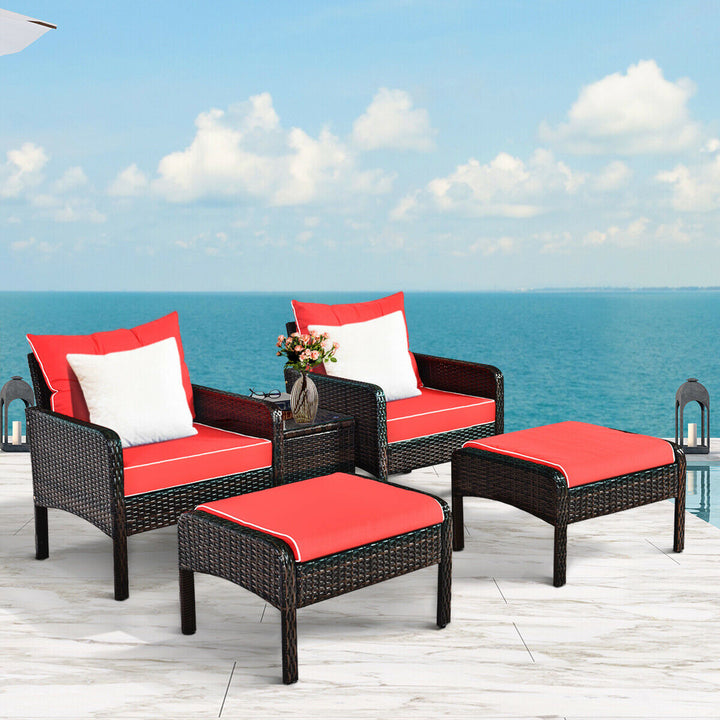 Rattan Wicker Lounge Set with Cushion