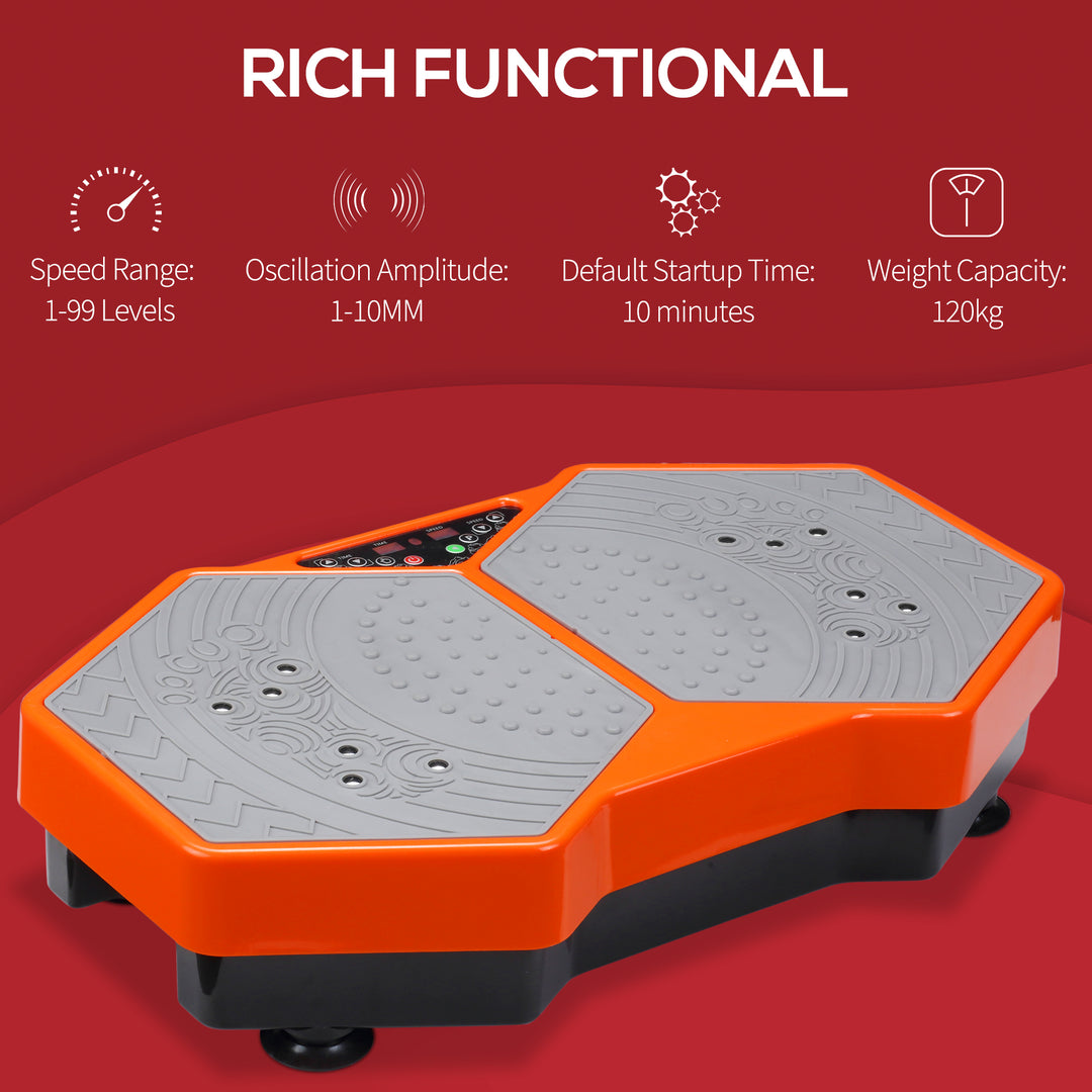 Sports Vibration Plate, Remote Control, Resistance Bands, 99 Levels - Orange and Grey