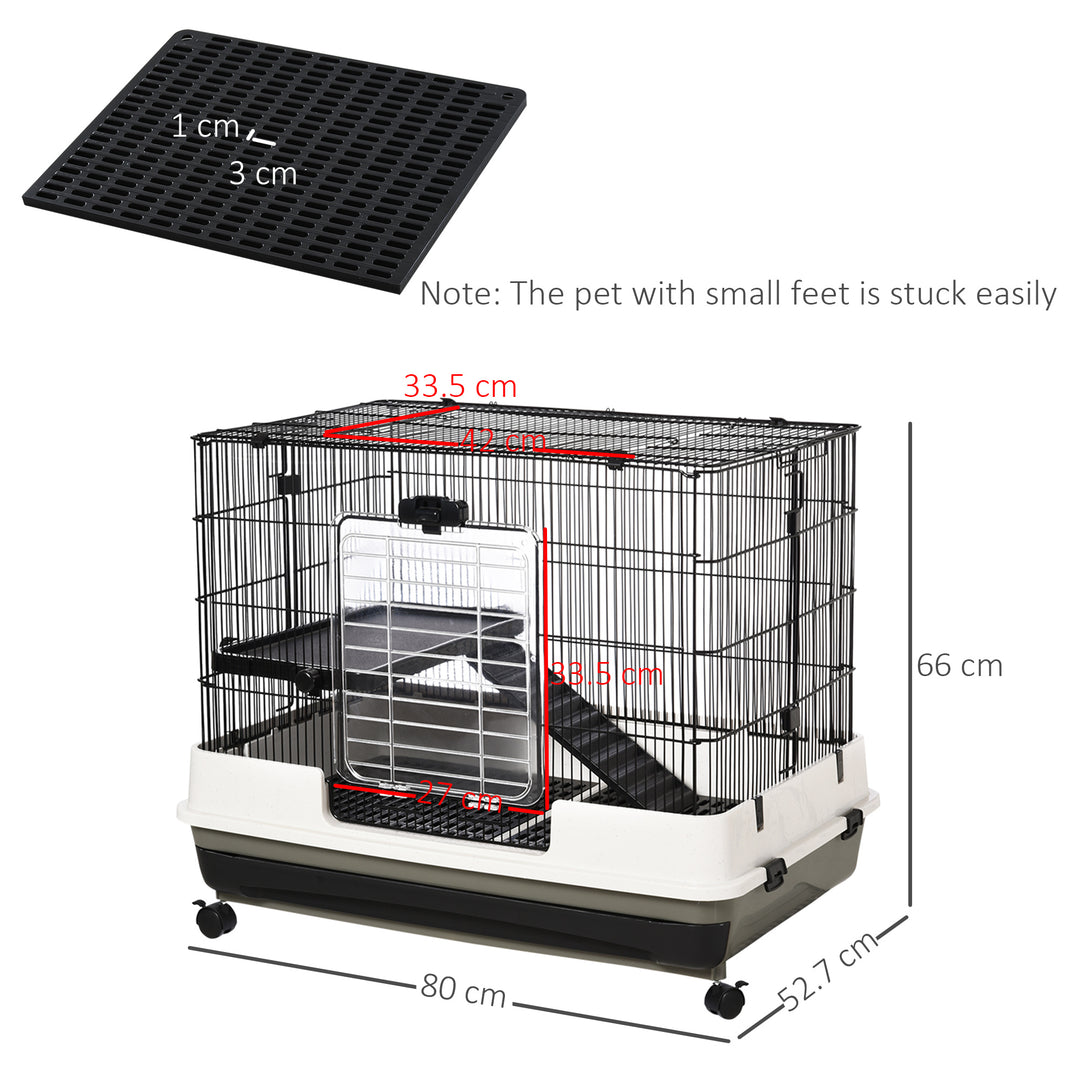 Small Animal Steel Wire Rabbit Cage Pet Play House  W/ Waste Tray Black