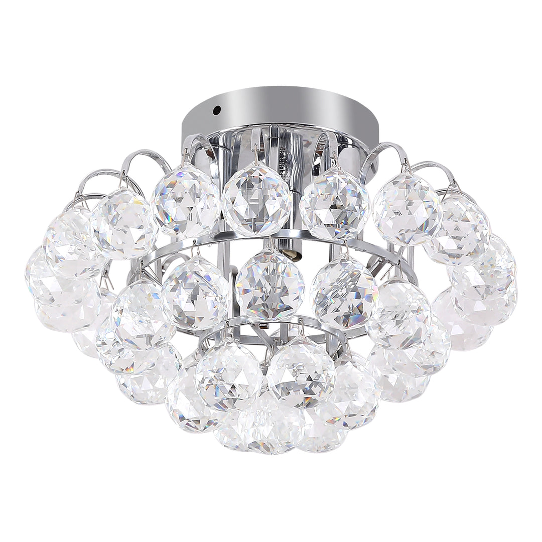 Crystal Ceiling Lamp Chandelier Hallway Flush Mount Pendant 3 Light Ф30cm Silver