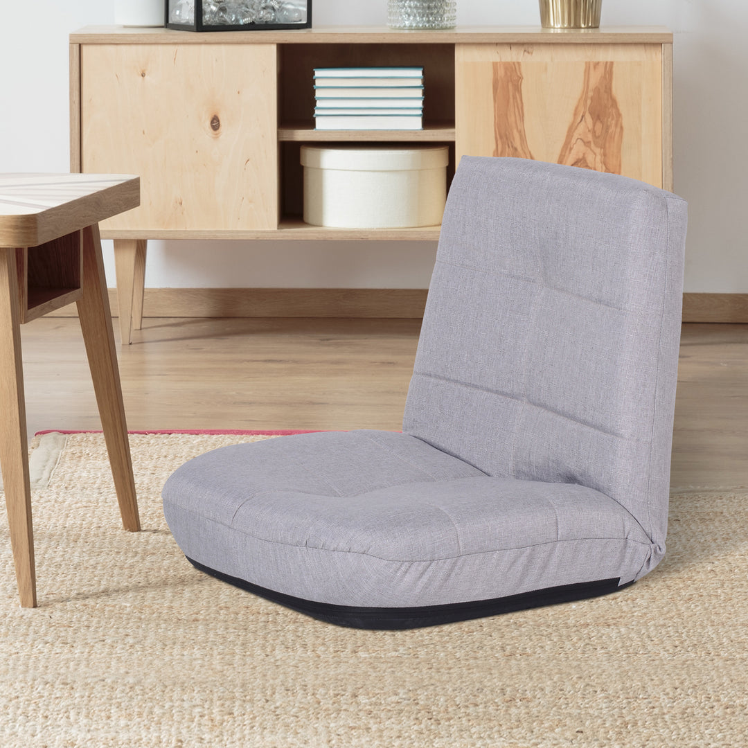 Floor Lazy Sofa Chair 5 - Position Adjustable Recliner 180 Degree Swivel Legless Linen Seater Thick Padding High Density Comfort Reclining
