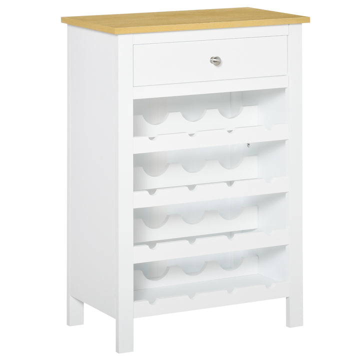 Modern Wine Cabinet Cupboard with 16-Bottle Wine Rack, Kitchen Sideboard with drawer for Living &amp; Dining Room, Home Bar, White