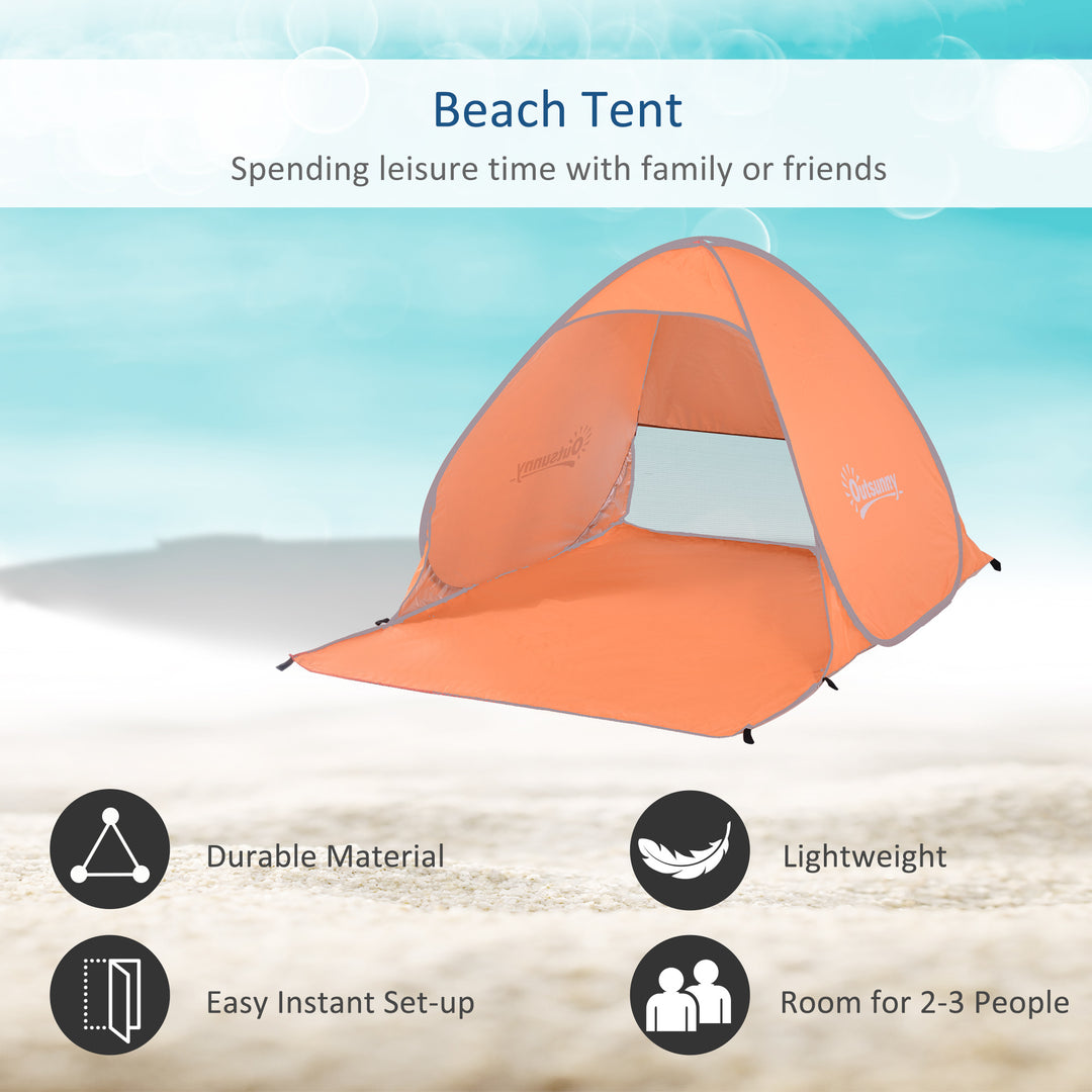 Pop-up Portable Beach Tent Hiking UV Protection Patio Sun Shade Shelter Tent of 2 Person-Orange