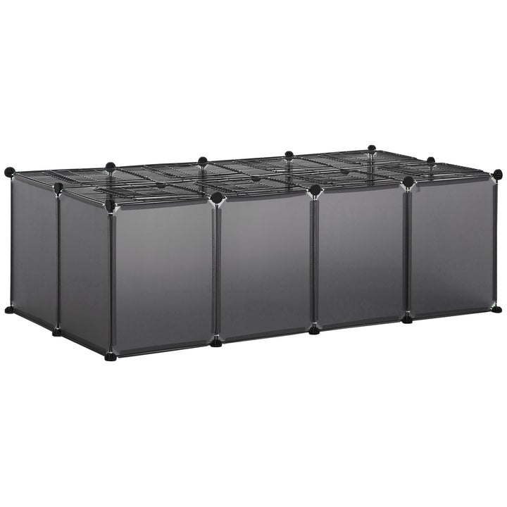 PawHut DIY Pet Playpen with Door Bottom 28 Panels Small Animal Cage for Guinea Pigs, Rabbit, Chinchillas, Grey