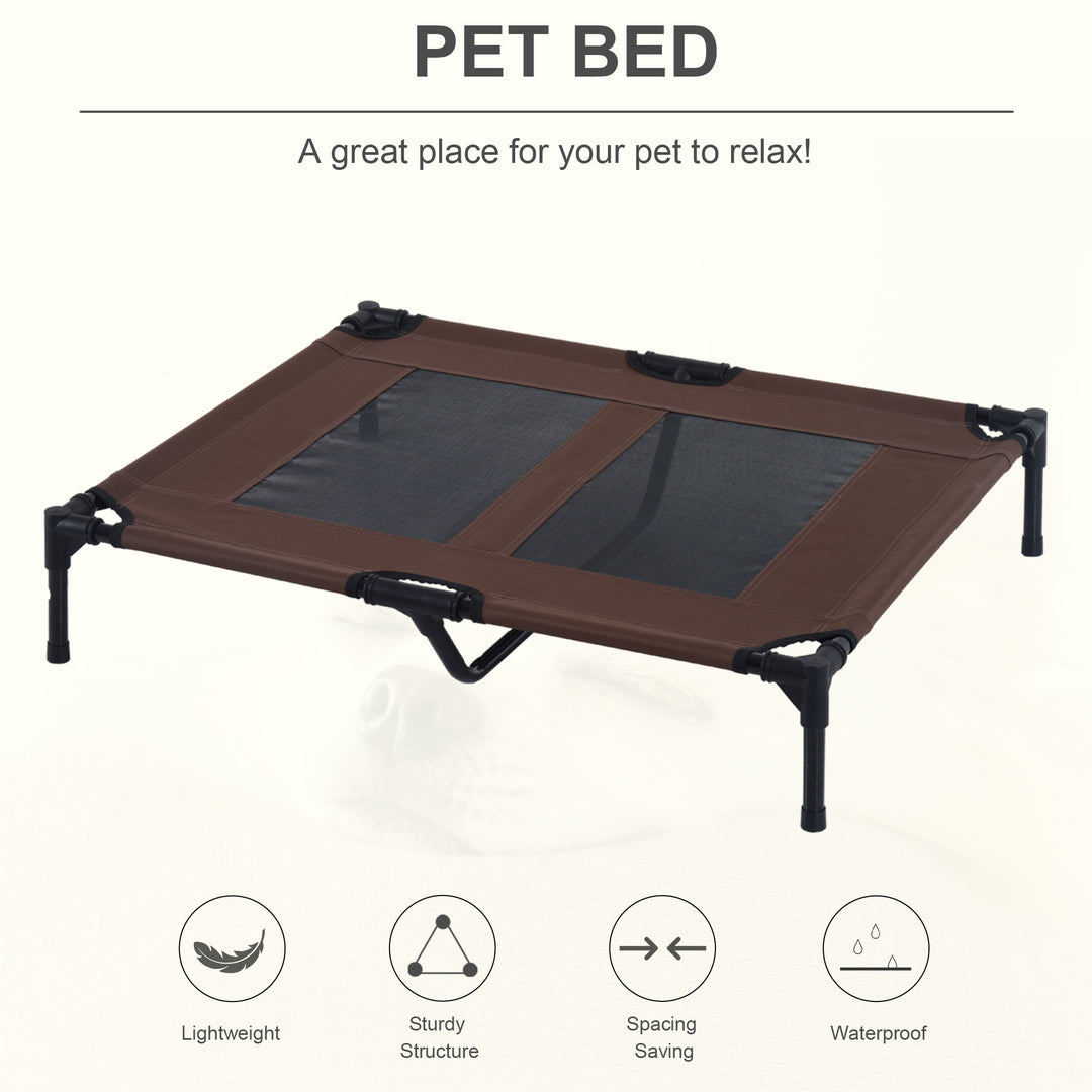 PawHut Large Raised Dog Bed Cat Elevated Lifted Cooling Portable Camping Basket Outdoor Indoor Mesh Pet Cot Metal Frame